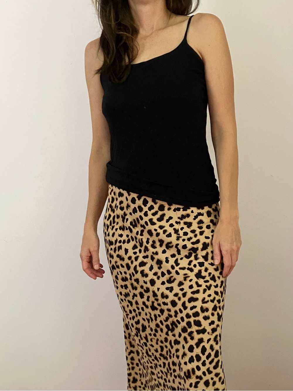 Express Leopard Print Midi Skirt - Tan & Black